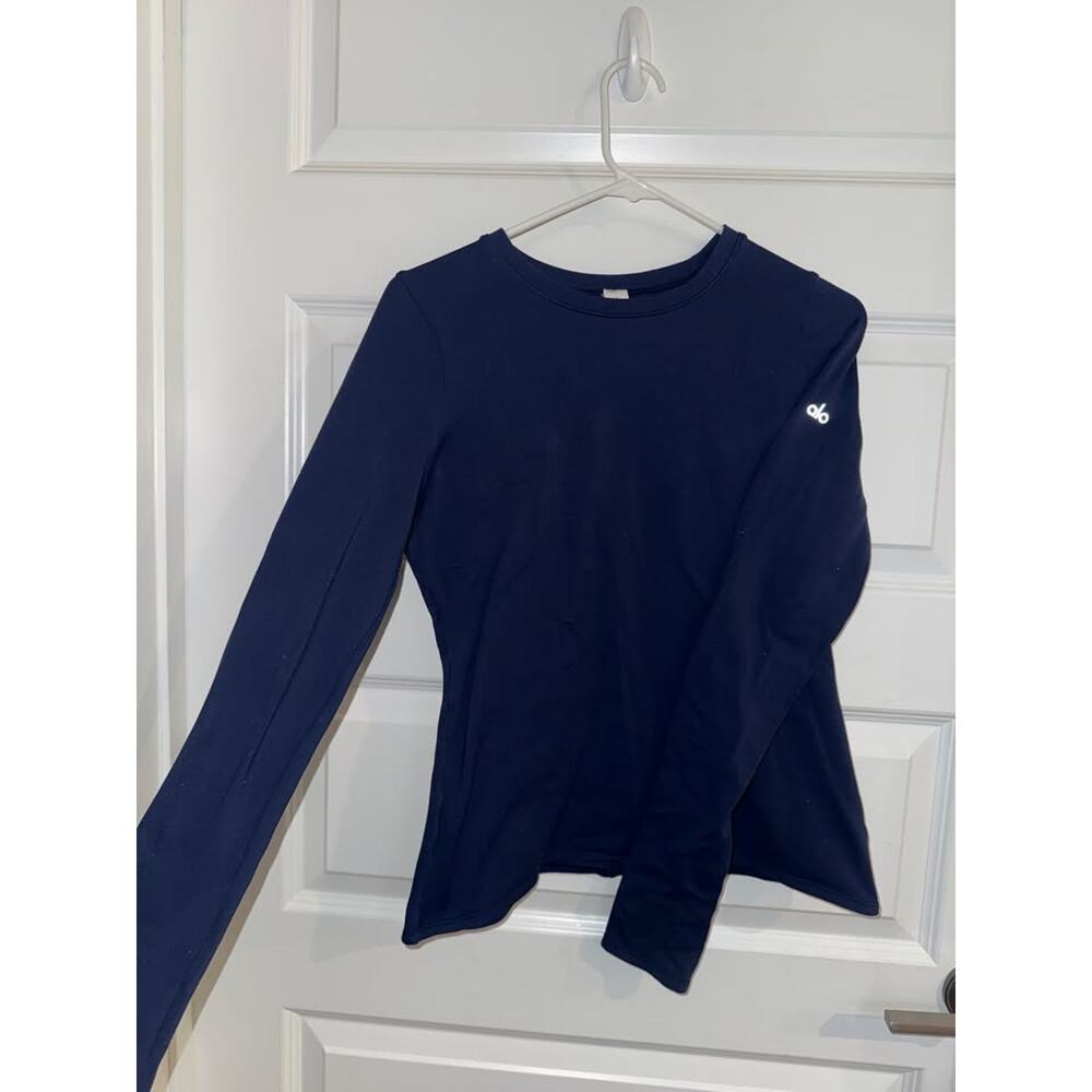 Alo Yoga Navy Thermal Fleece Long Sleeve Top